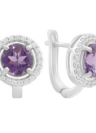 Срібні сережки komilfo з натуральним аметистом 4.166ct (2189374)