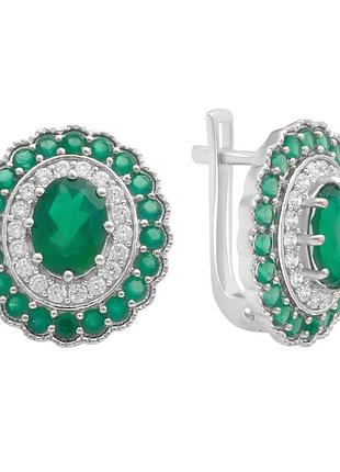 Срібні сережки komilfo з натуральним агатом 4.43ct (2196259)