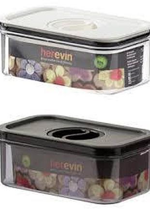 Контейнер пл. herevin canister-vacuum lid-white-black вакумна кр. 0.6 л