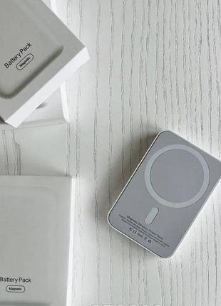 Бездротова зарядка для iphone magsafe battery pack 10000 mah white зовнішній акумулятор power bank