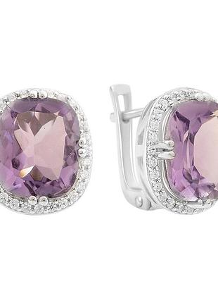 Серебряные серьги komilfo с натуральным аметистом 10.782ct (2157731)