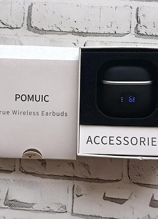 Беспроводные наушники pomuic w23 tws bluetooth, led дисплей, enc, hi-fi