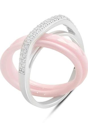 Серебряное кольцо komilfo с керамикой, вес изделия 5,9 гр (60002348) 17.5 размер