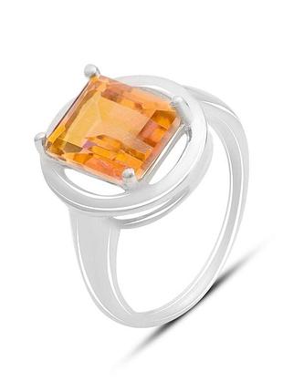 Срібне кільце komilfo з натуральним золотом кварцом 3.388ct, вага виробу 3,71 г (2165842) 18 розмір 3.63, 18.5
