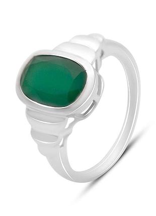 Срібне кільце komilfo з натуральним агатом 3.288ct, вага виробу 4,19 г (2171058) 18 розмір