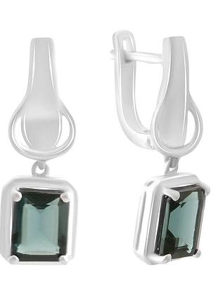 Срібні сережки komilfo з топазом лондон блю 3.792ct (2188766)