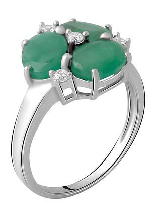 Серебряное кольцо komilfo с натуральным изумрудом 3.236ct, вес изделия 3,15 гр (2062226) 17.5 размер