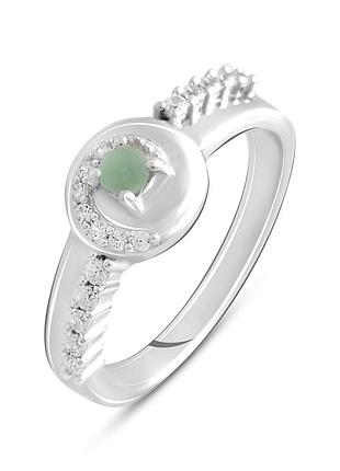 Серебряное кольцо komilfo с натуральным изумрудом 0.1ct, вес изделия 3,23 гр (2106258) 18 размер
