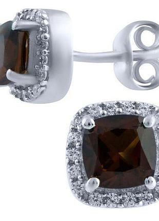Срібні сережки komilfo з натуральним гранатом 1.891ct (1893838)