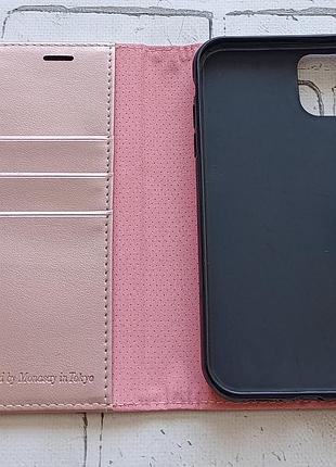 Кожаный чехол-книжка monasay для iphone 11 (6.1") - премиум чехол-кошелек с защитным стеклом в комплекте (ros