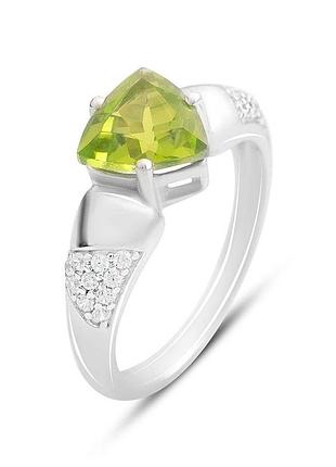 Срібне кільце komilfo з хризолітом 2.108ct, вага виробу 3,33 г (2157601) 17 розмір