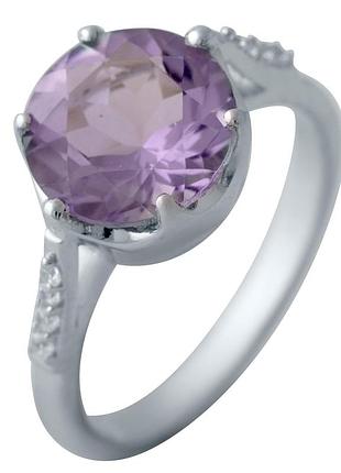 Срібне кільце komilfo з натуральним аметистом 3.422ct, вага виробу 3,73 г (1141069) 18 розмір 3.73, 17.5 3.72, 18