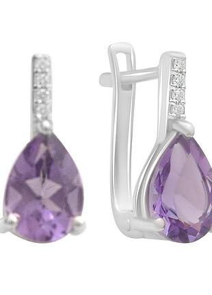 Серебряные серьги komilfo с натуральным аметистом 3.703ct (2194934)