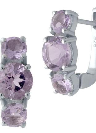 Серебряные серьги komilfo с натуральным аметистом 4.292ct (2020677)