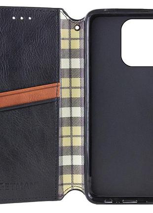 Кожаный чехол-книжка getman cubic (pu) для apple iphone 13 pro (6.1") черный