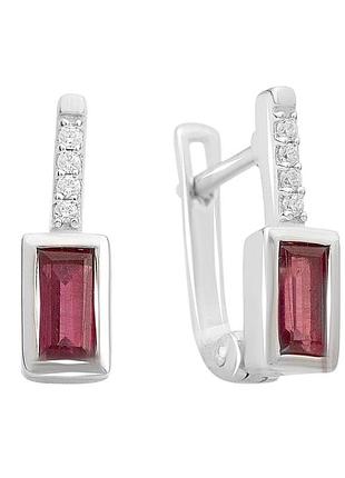 Серебряные серьги komilfo с натуральным гранатом 1.262ct, фианитами (2140542)