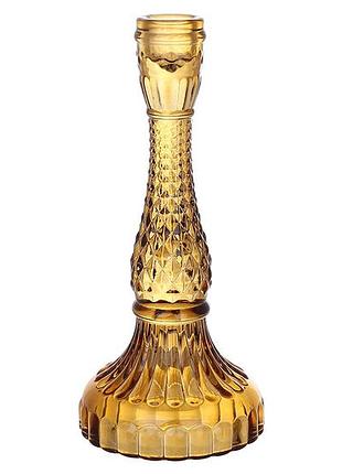 Свічник скляний crystal (для тонкої свічки), d11*22см, колір - янтарно-коричневий