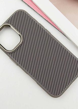 Чехол tpu+pc carbon with magsafe для apple iphone 16 (6.1") grey
