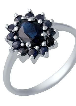 Серебряное кольцо komilfo с натуральным сапфиром 1.64ct, вес изделия 2,47 гр (2042198) 17 размер