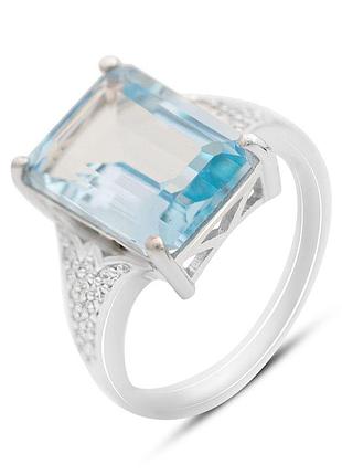 Срібне кільце komilfo з натуральним топазом 9.91ct, вага виробу 6,08 г (2165972) 18 розмір 5.74, 18.5