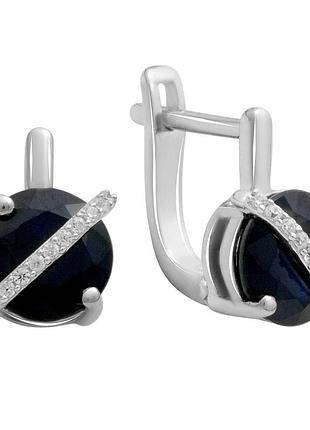 Серебряные серьги komilfo с натуральным сапфиром 5.581ct, фианитами (2180265)