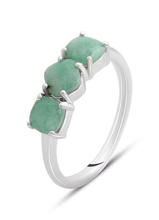 Срібне кільце komilfo з натуральним смарагдом 1.306ct, вага виробу 1,85 г (2146957) 17 розмір