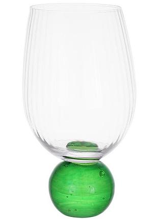 Склянка на зеленій ніжці-кулі bauble 450мл, скло 1шт
