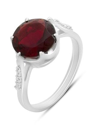 Серебряное кольцо komilfo с искусственным гранатом nano 2.714ct, фианитами, вес изделия 3,82 гр (60002152) 18.5 размер