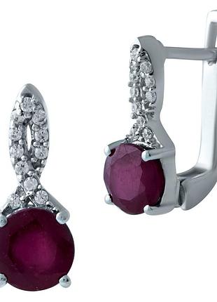 Срібні сережки komilfo з натуральним рубіном 2.8ct (1930823)