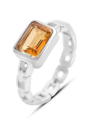 Срібне кільце komilfo з натуральним золотом кварцом 1.725ct, вага виробу 3,58 г (2165804) 17 розмір 3.56, натуральний, золотий кварц, родій, жіночий,…