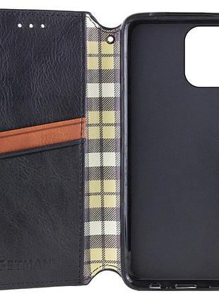 Кожаный чехол-книжка getman cubic (pu) для apple iphone 13 (6.1") черный