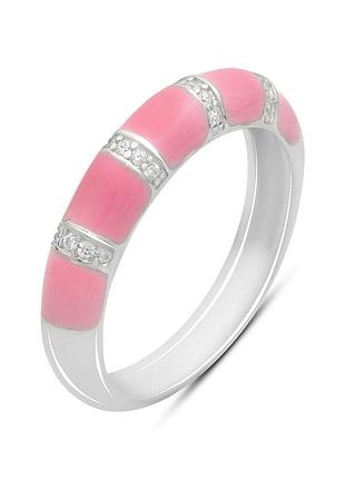 Серебряное кольцо komilfo с фианитами, емаллю, вес изделия 2,81 гр (60002188) 17.5 размер