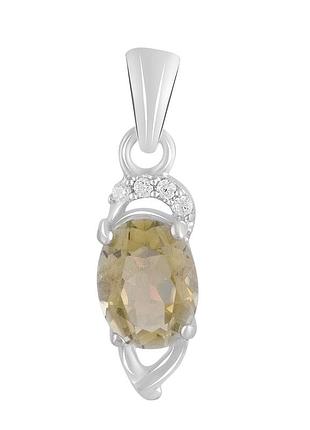 Серебряная подвеска komilfo с цитрином nano 1.15ct, фианитами (2122845)