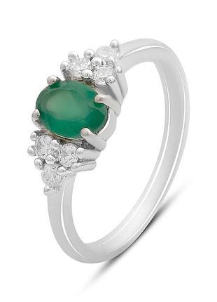 Серебряное кольцо komilfo с натуральным агатом 1.1ct, вес изделия 2,62 гр (2171171) 17 размер