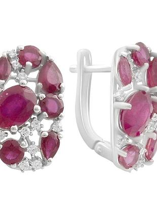Серебряные серьги komilfo с натуральным рубином 8.85ct (2187912)