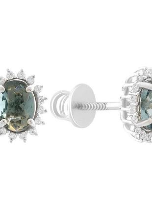 Срібні сережки komilfo з топазом лондон блю 1.467ct (2188537)