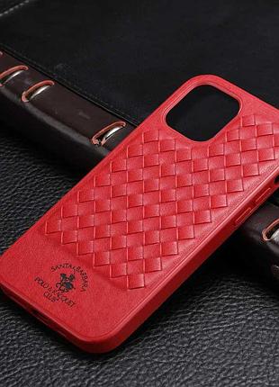 Кожаный чехол polo santa barbara для apple iphone 12 pro max (6.7") red