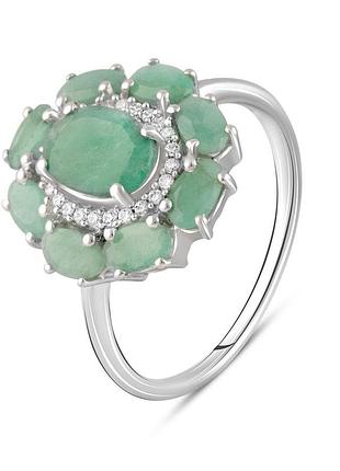 Серебряное кольцо komilfo с натуральным изумрудом 3.166ct, вес изделия 3,35 гр (2106692) 18 размер