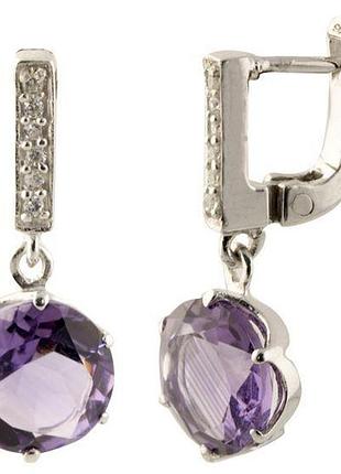 Серебряные серьги komilfo с натуральным аметистом 5.279ct (1141076)