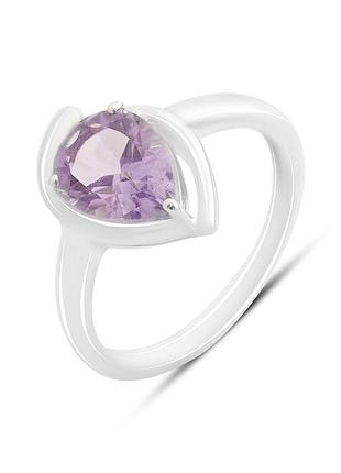 Серебряное кольцо komilfo с натуральным аметистом 0.4ct, вес изделия 2,77 гр (2171812) 17 размер