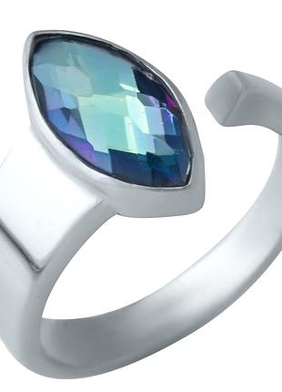Срібне кільце komilfo з містиком топазом 1.34ct, вага виробу 3,5 г (1921401) 18 розмір
