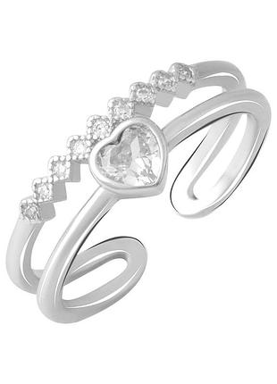 Серебряное кольцо komilfo с фианитами, вес изделия 2,1 гр (2082170) adjustable размер