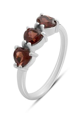 Серебряное кольцо komilfo с натуральным гранатом 1.65ct, вес изделия 2,57 гр (2181613) 18 размер