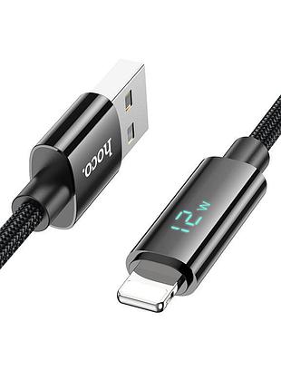 Дата кабель hoco u125 benefit 2.4a usb to lightning with display (1.2m) black 3