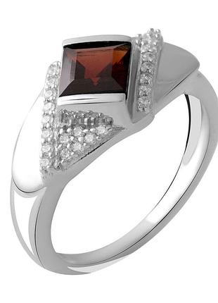 Срібне кільце komilfo з натуральним гранатом 1.29ct, вага виробу 4,24 г (2051602) 18 розмір