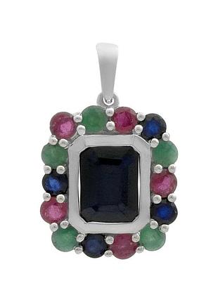 Серебряная подвеска komilfo с сапфиром 0.882ct, изумрудом, рубином (2182375)