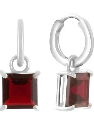 Срібні сережки komilfo з натуральним гранатом 4.1ct (2181590)