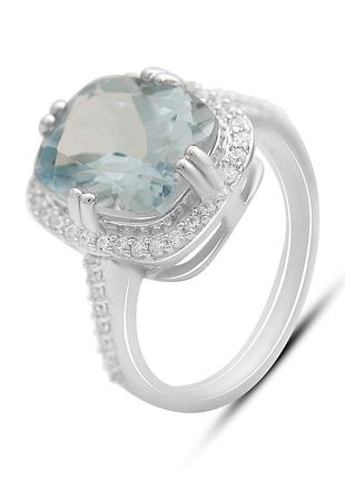 Серебряное кольцо komilfo с натуральным топазом 6.507ct, фианитами, вес изделия 4,81 гр (2152118) 18 размер