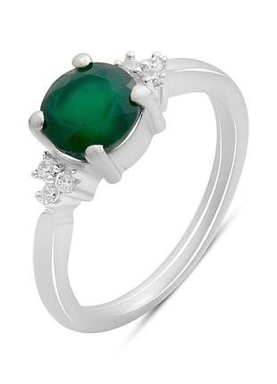 Срібне кільце komilfo з натуральним агатом 1.332ct, вага виробу 2,95 г (2196372) 17 розмір