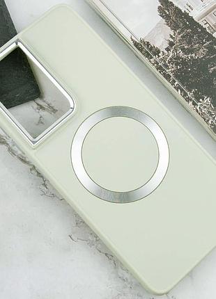 Tpu чехол bonbon metal style with magsafe для samsung galaxy s23 ultra белый / white